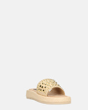 HARPER - ciabattine platform beige con borchie dorate