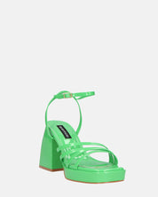 WINONA - sandali in glassy verde con tacco squadrato