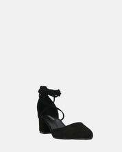 LYDIE - decolette in camoscio nero con lacci