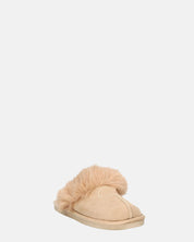 MIDORI - pantofole beige con pelliccia e camoscio