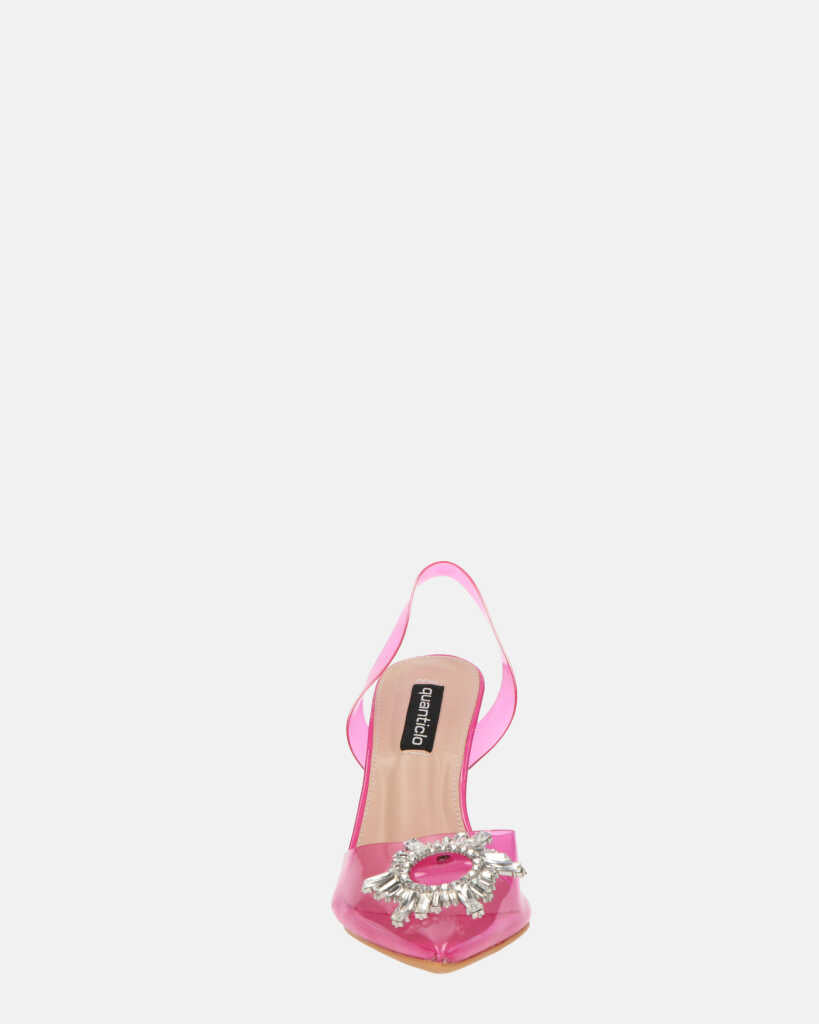 KENAN - scarpe in perspex fucsia con decorazione di gemme in punta