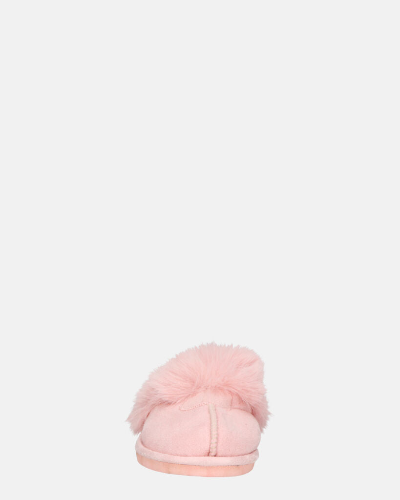 MIDORI - pantofole rose con pelliccia e camoscio