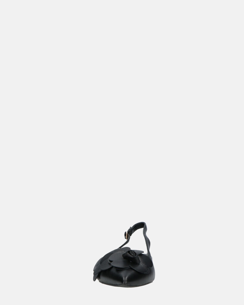 JODENE -  scarpe nero con cinturino posteriore e decorazione floreale