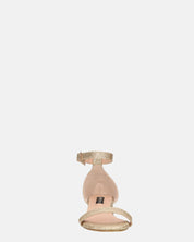 WANDA - sandali con tacco basso in glitter oro