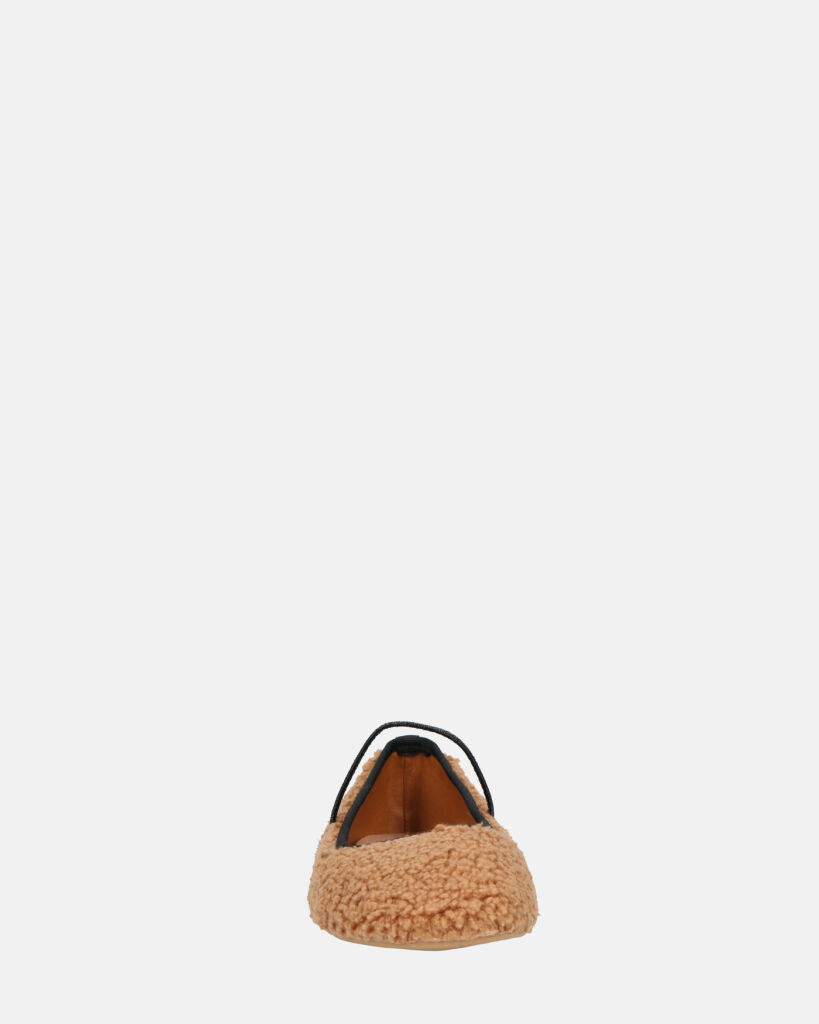 ALISSA - ballerine marrone effetto peluche con suola beige