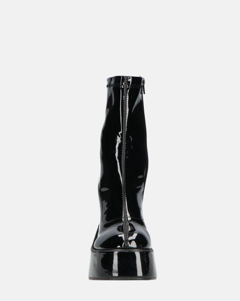 MYA - stivaletti platform con tacco alto in glassy nero