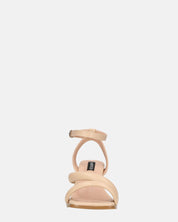 HIROE - sandali beige con tacco in ecopelle con cinturino