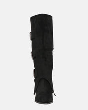 RAHEL - scarpe in camoscio nero con cinture e cerniera laterale