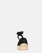 SHIRLEY - sandali platform con decorazioni in tessuto nero