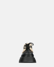 ASHLEY - scarpe basse mocassini platform nere con inserto in pelliccia