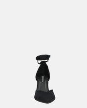 MAURA - tacchi a spillo a punta con lacci in lycra nero