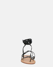 CRESSIDA - sandali bassi beige con cordini nero