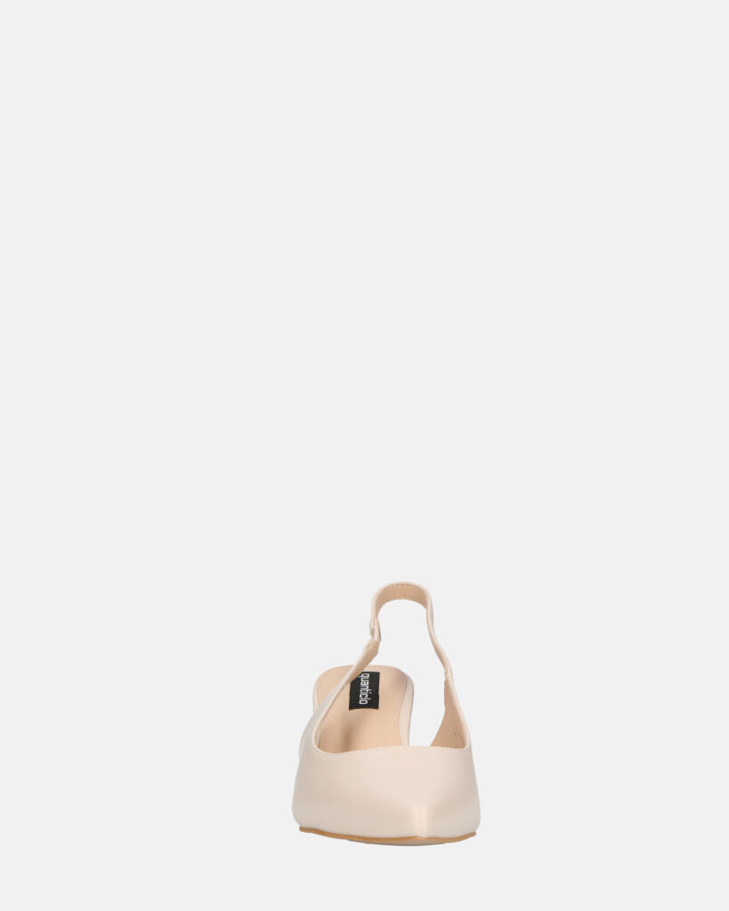 BEVERLIE - decollete con tacco in ecopelle beige