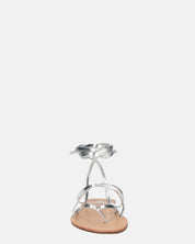 CRESSIDA - sandali bassi beige con cordini argento