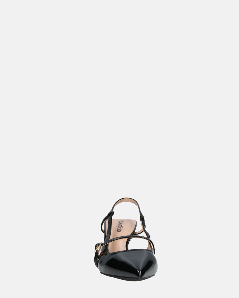 FARAI - sandali in glassy nero con tacco e cinturino
