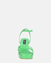 WINONA - sandali in glassy verde con tacco squadrato
