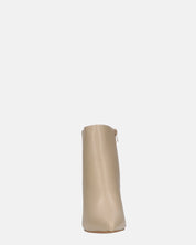 MYZA - stivaletti beige con tacco a spillo con zip laterale
