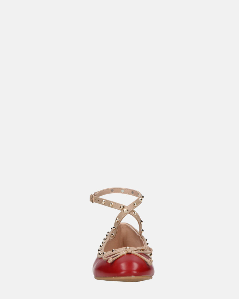 MAHIKA - ballerine bordeaux con borchie dorate
