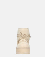 ALENA - stivali invernali stringati beige imbottiti all interno