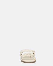 KALI - sandali in tessuto beige chiaro con gemme