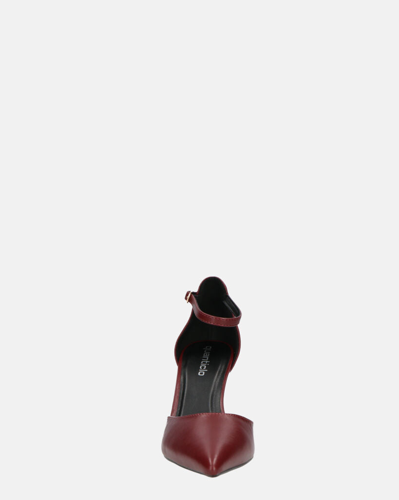 MEENA - decolette bordeaux con cinturino e soletta nera