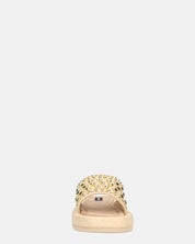 HARPER - ciabattine platform beige con borchie dorate
