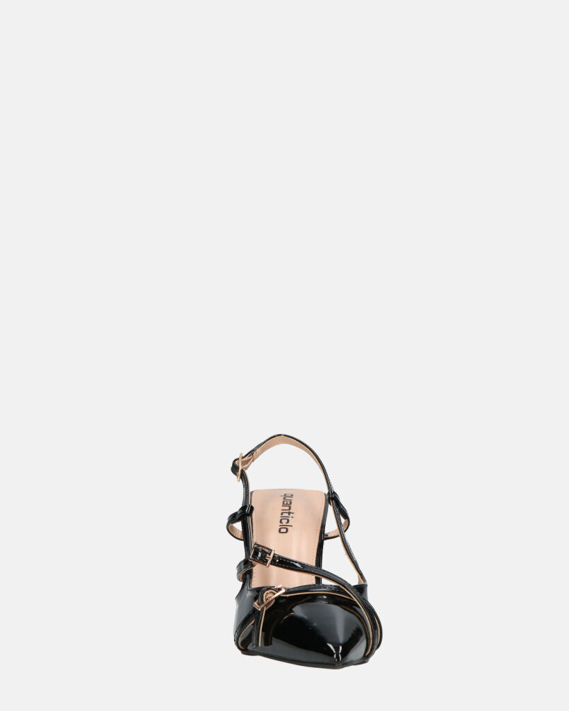 NAIRA - decolette in glassy nero con cinturini