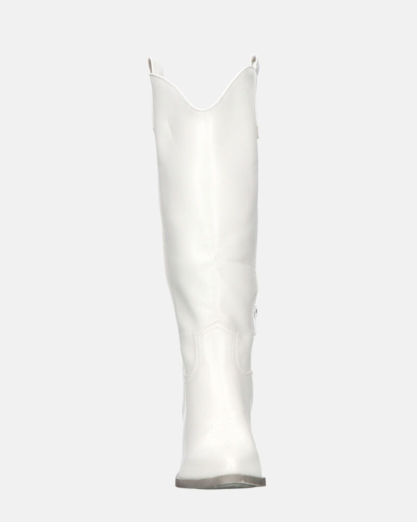LIANA - camperos con tacco in ecopelle bianco