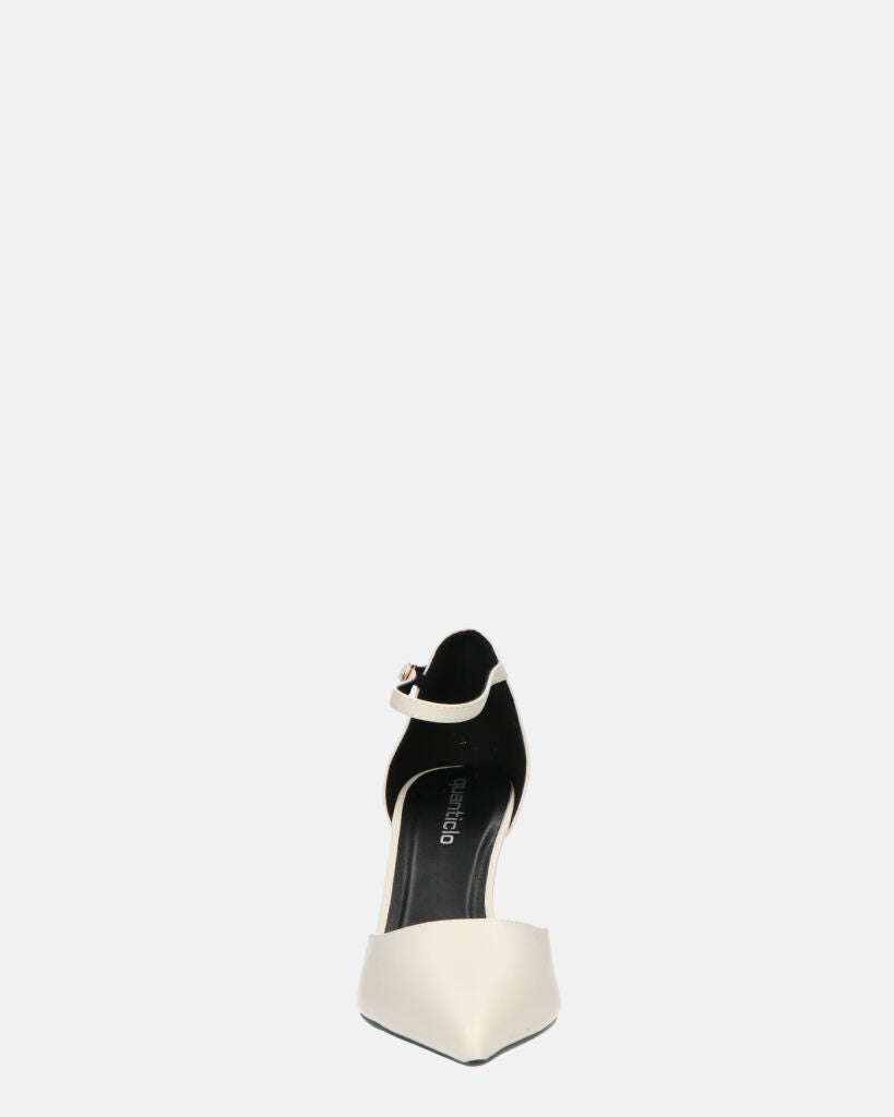 MEENA - decolette bianco con cinturino e soletta nera