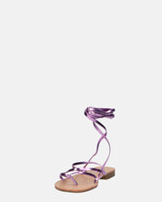 CRESSIDA - sandali bassi beige con cordini violetto metalizzato