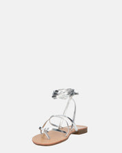 CRESSIDA - sandali bassi beige con cordini argento