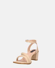 HIROE - sandali beige con tacco in ecopelle con cinturino