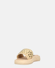 HARPER - ciabattine platform beige con borchie dorate