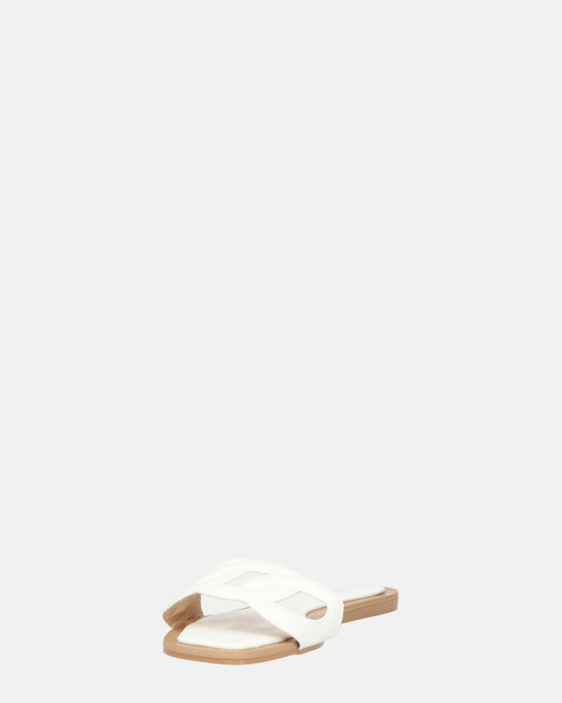 KRISTA - ciabattine bianchi con suola beige
