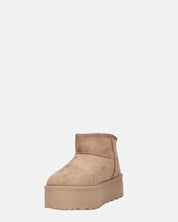 MIREIA - stivaletti bassi beige in camoscio e interno imbottito