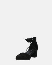 LYDIE - decolette in camoscio nero con lacci
