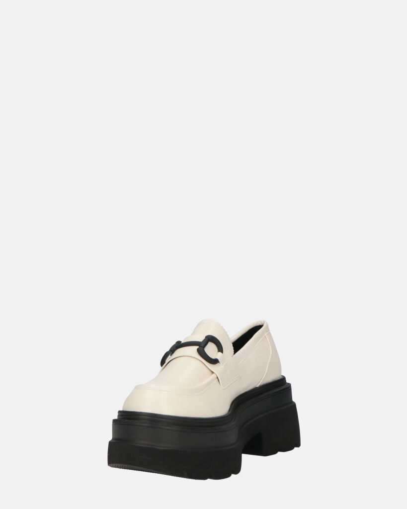 BESSIE - scarpe bianche platform con decorazione