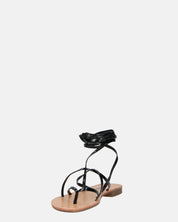 CRESSIDA - sandali bassi beige con cordini nero