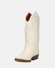 NILLA - stivali camperos beige con ricami
