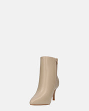 MYZA - stivaletti beige con tacco a spillo con zip laterale