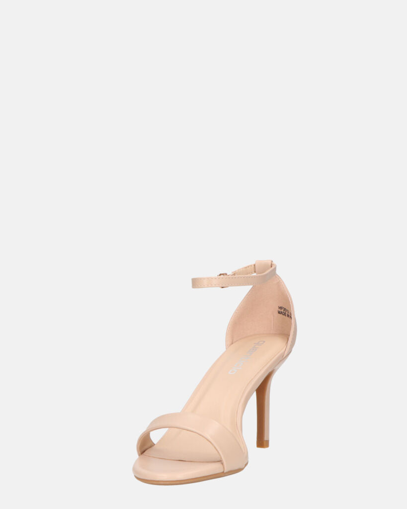 ONA - sandali con tacco a spillo in ecopelle beige con cinturino