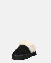 NEVE - ciabatte con pelliccia beige e platform nero