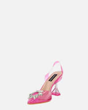 KENAN - scarpe in perspex fucsia con decorazione di gemme in punta