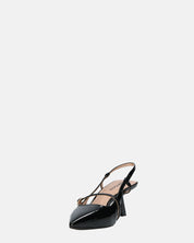 FARAI - sandali in glassy nero con tacco e cinturino