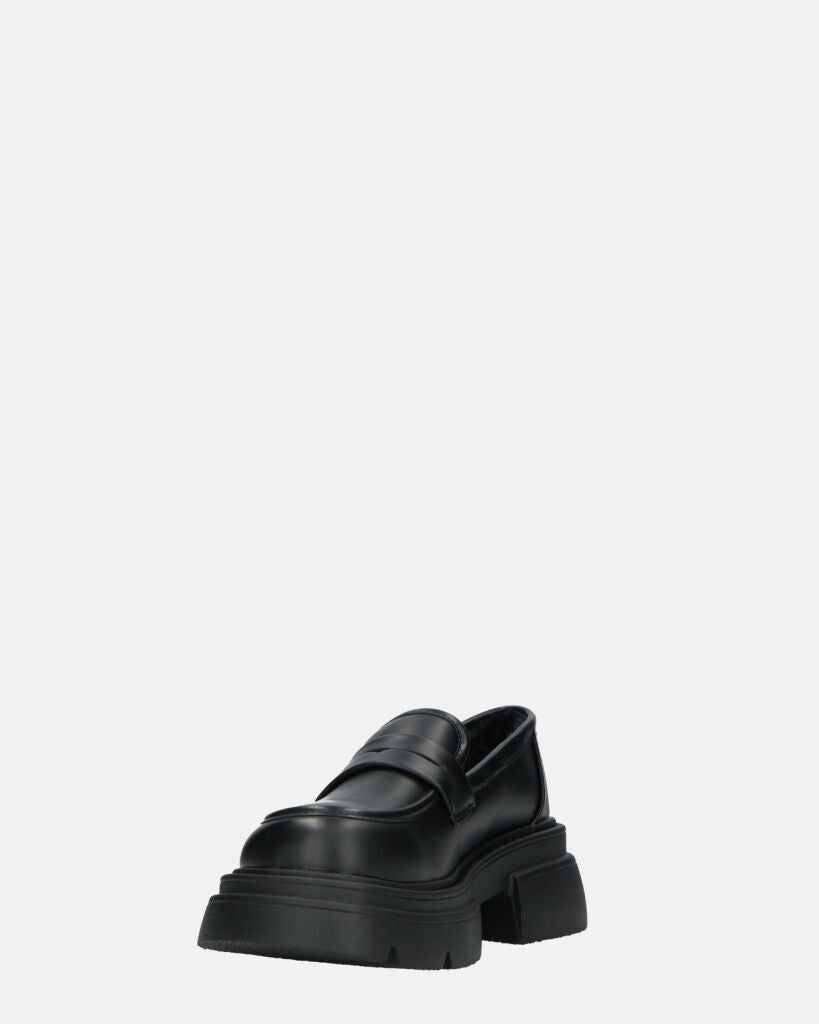 MARIKA - scarpe basse mocassini platform neri