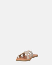NURY - sandali bassi con strisce beige e gemme