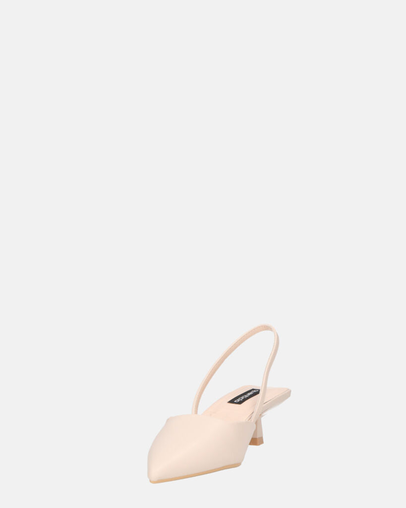 NIEVES - scarpe beige slingback con tacco kitten