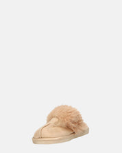 MIDORI - pantofole beige con pelliccia e camoscio