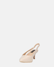 BEVERLIE - decollete con tacco in ecopelle beige