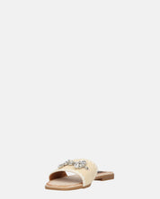 ROZENN - ciabattine beige con fascia ricamata e gemme